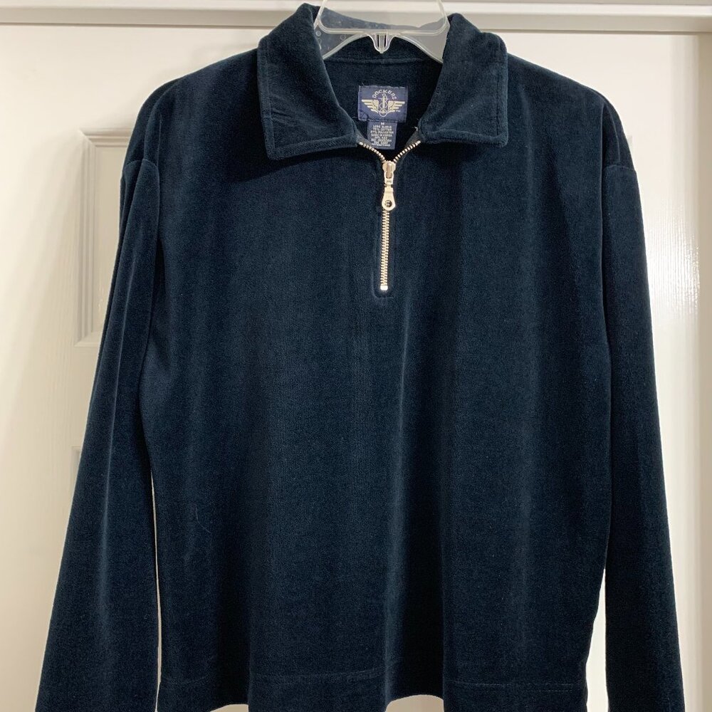Dockers Brand Women's Black Velour Jacket, Size Medium